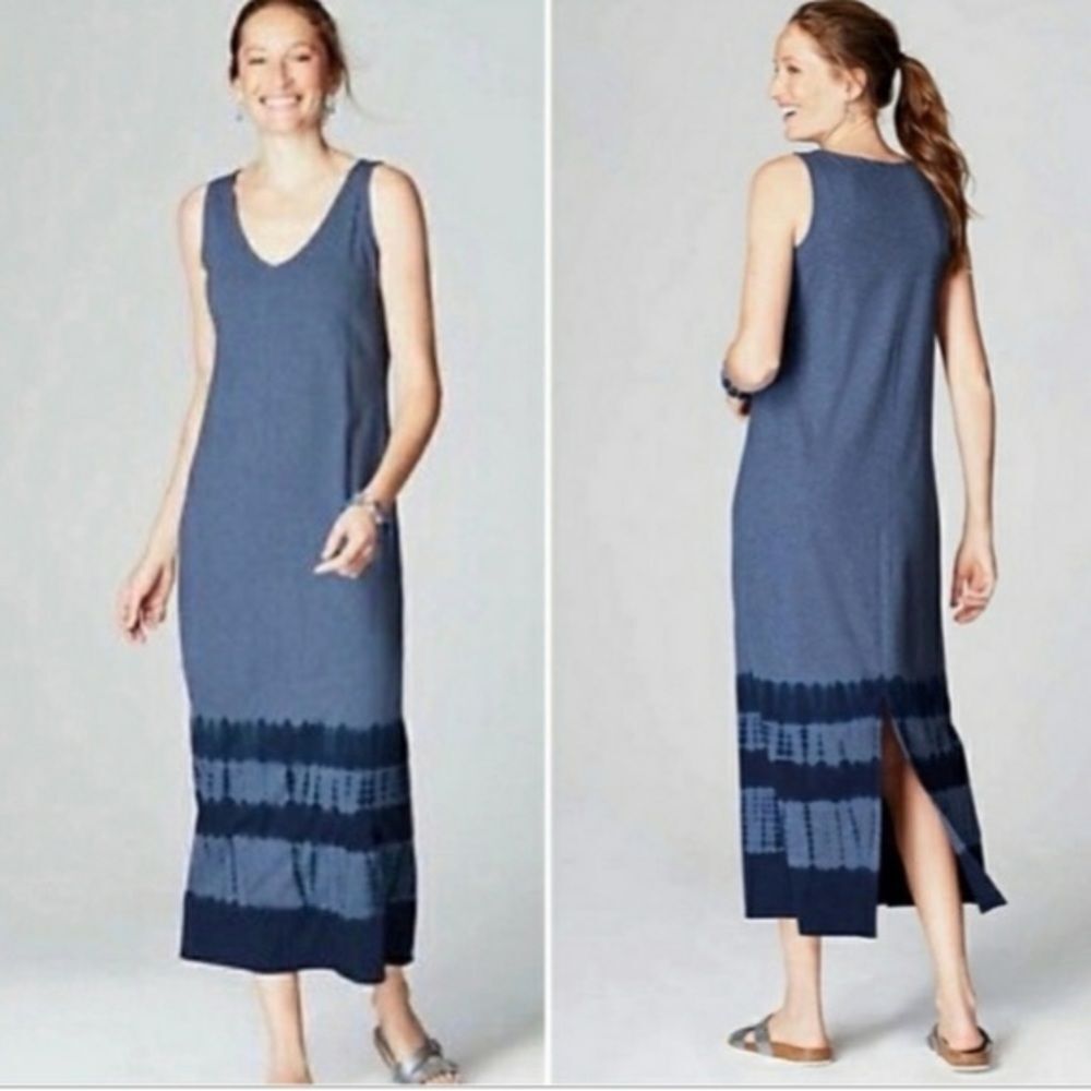J. Jill Pure Jill Navy PJ Tie-Dyed Maxi Dress PTP 20” Length 52” Waist 22”